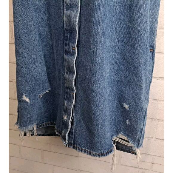 Etica Jean Midi Dress Women's Size XS Blue Denim Button Front Distressed - Picture 4 of 7